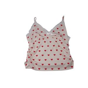 ROMWE Cream Red‎ Heart Ruched Cami Tank Top Size 2XL